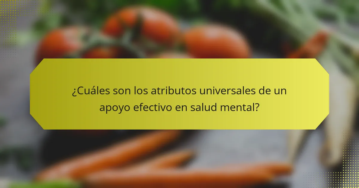 ¿Cuáles son los atributos universales de un apoyo efectivo en salud mental?