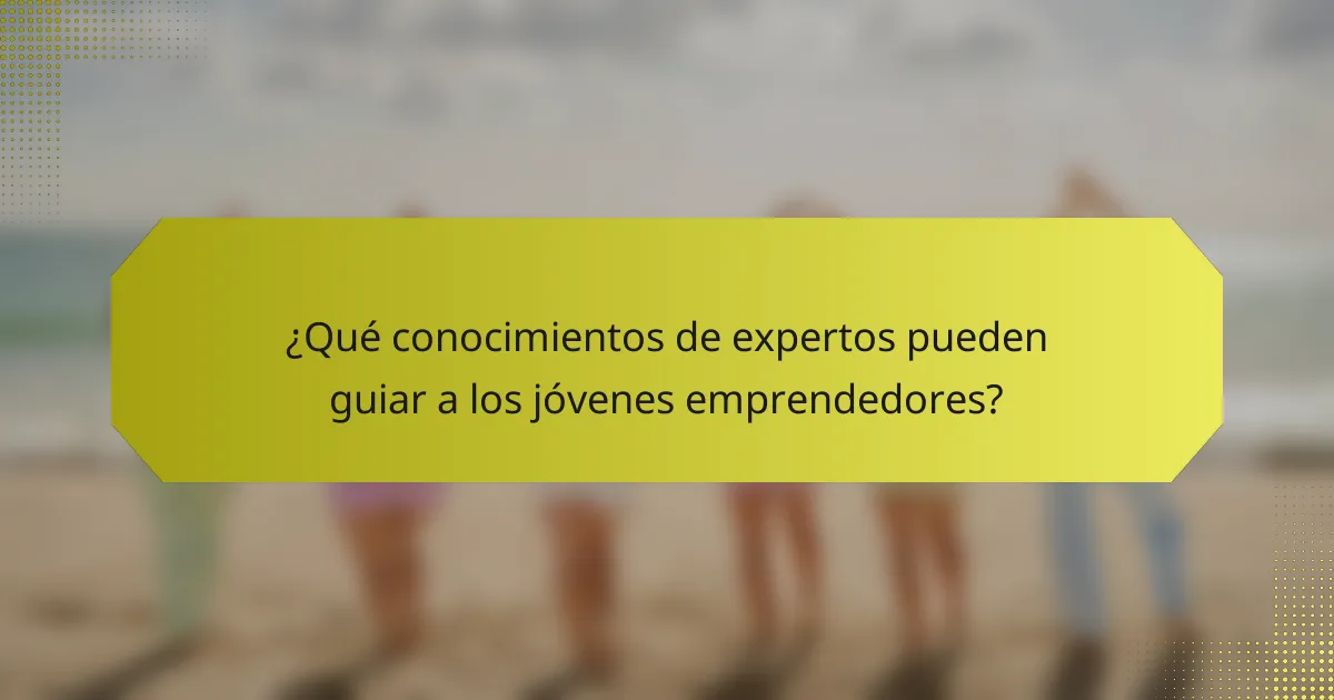 ¿Qué conocimientos de expertos pueden guiar a los jóvenes emprendedores?