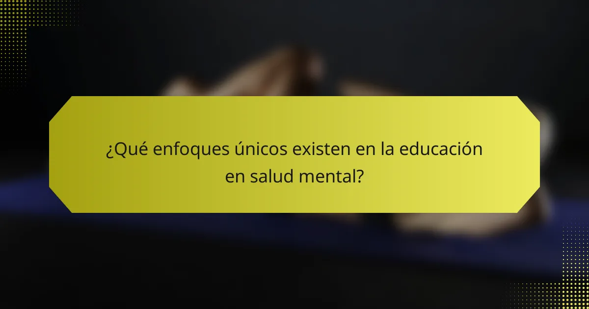 ¿Qué enfoques únicos existen en la educación en salud mental?