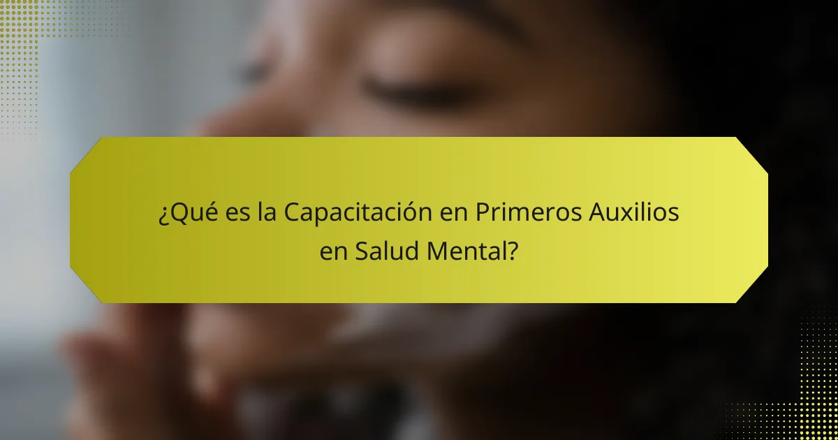¿Qué es la Capacitación en Primeros Auxilios en Salud Mental?