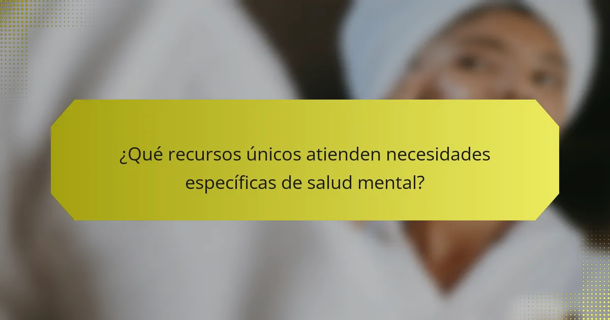 ¿Qué recursos únicos atienden necesidades específicas de salud mental?