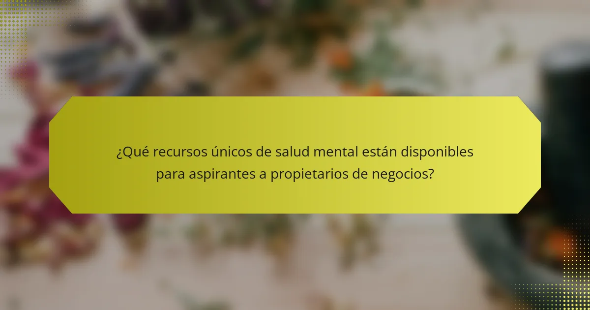 ¿Qué recursos únicos de salud mental están disponibles para aspirantes a propietarios de negocios?